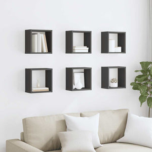 vidaXL Cube Shelves 6 pcs. Grey 26x15x26 cm