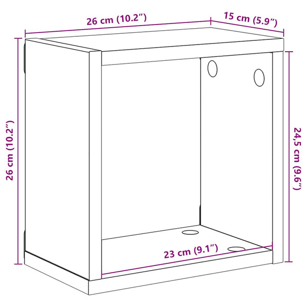 vidaXL Cube Shelves 6 pcs. Grey 26x15x26 cm