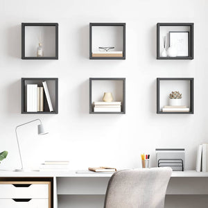 vidaXL Cube Shelves 6 pcs. Grey 26x15x26 cm