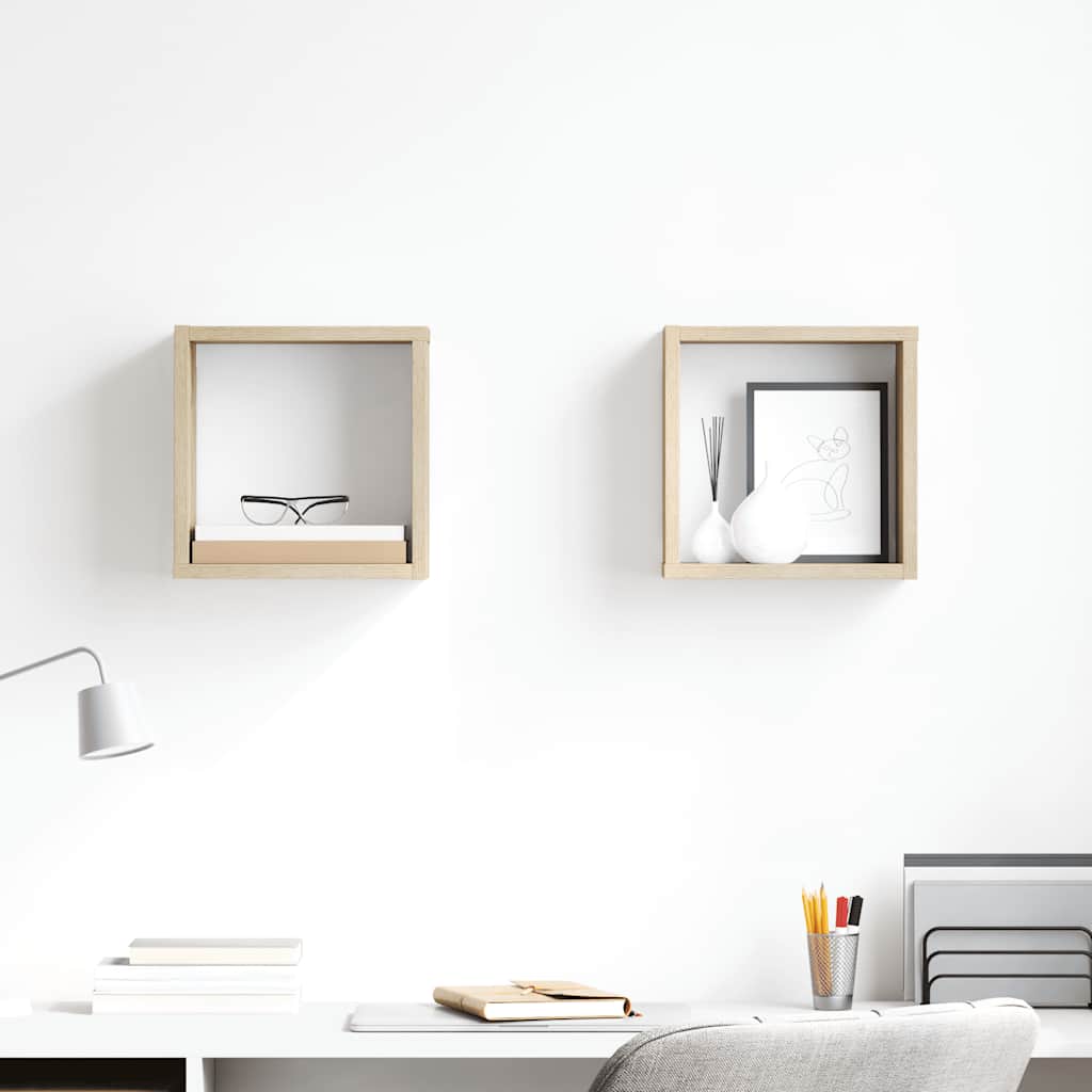 vidaXL Cube Shelves 2 pcs Sonoma Oak 26x15x26 cm