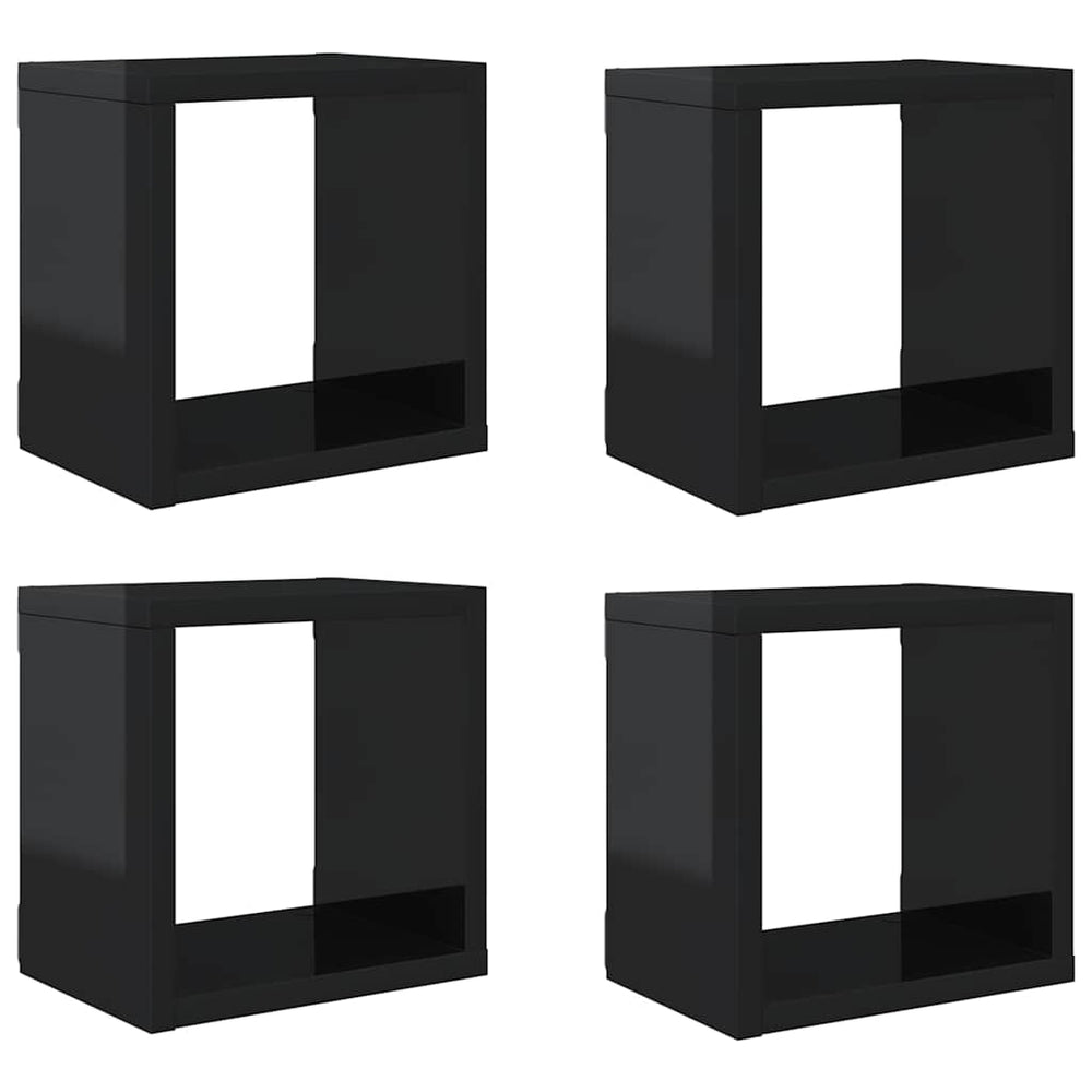 Würfelregale, 4er Set, Hochglanz Schwarz