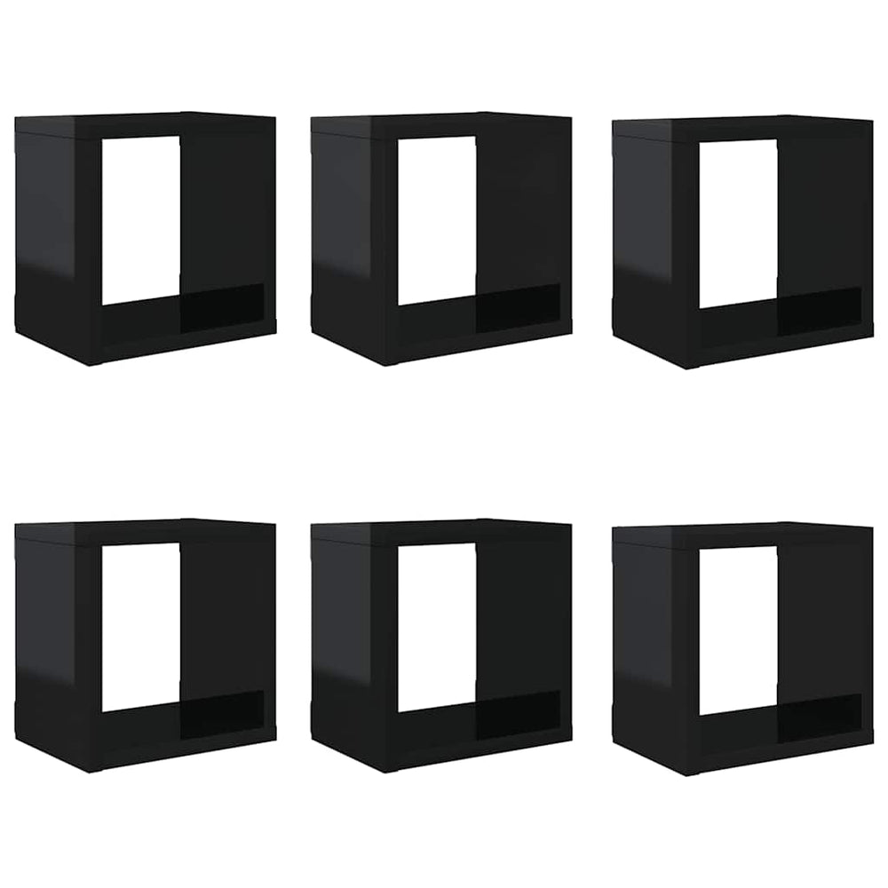 Würfelregale, 6er Set, Hochglanz Schwarz