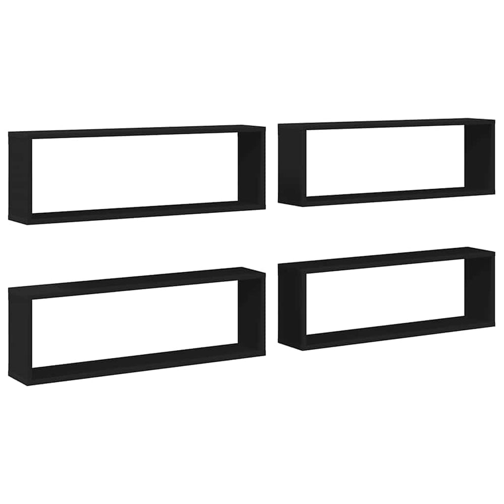 Schwarze Würfelregale, 4er Set