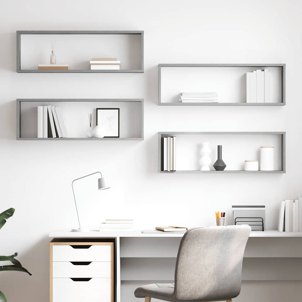 Betongraue Würfelregale, 4er-Set