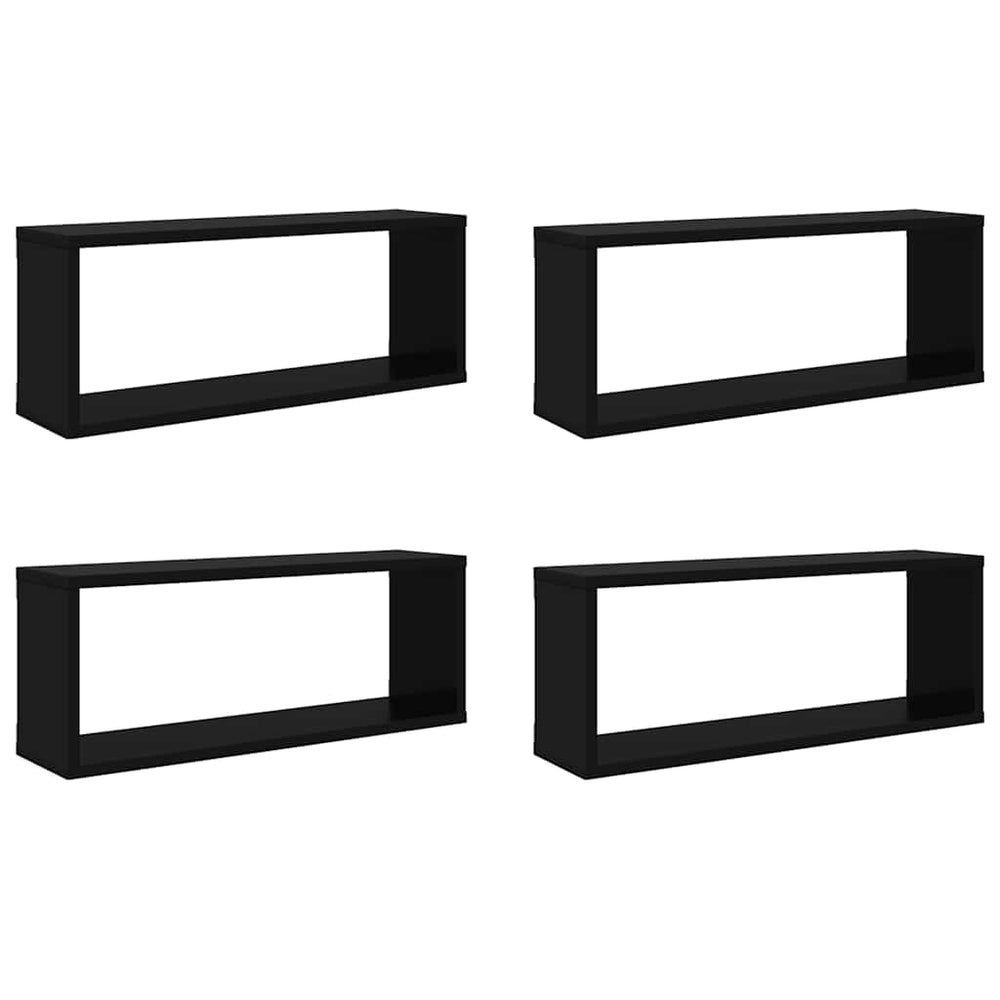 Schwarze Würfelregale, 4er-Set