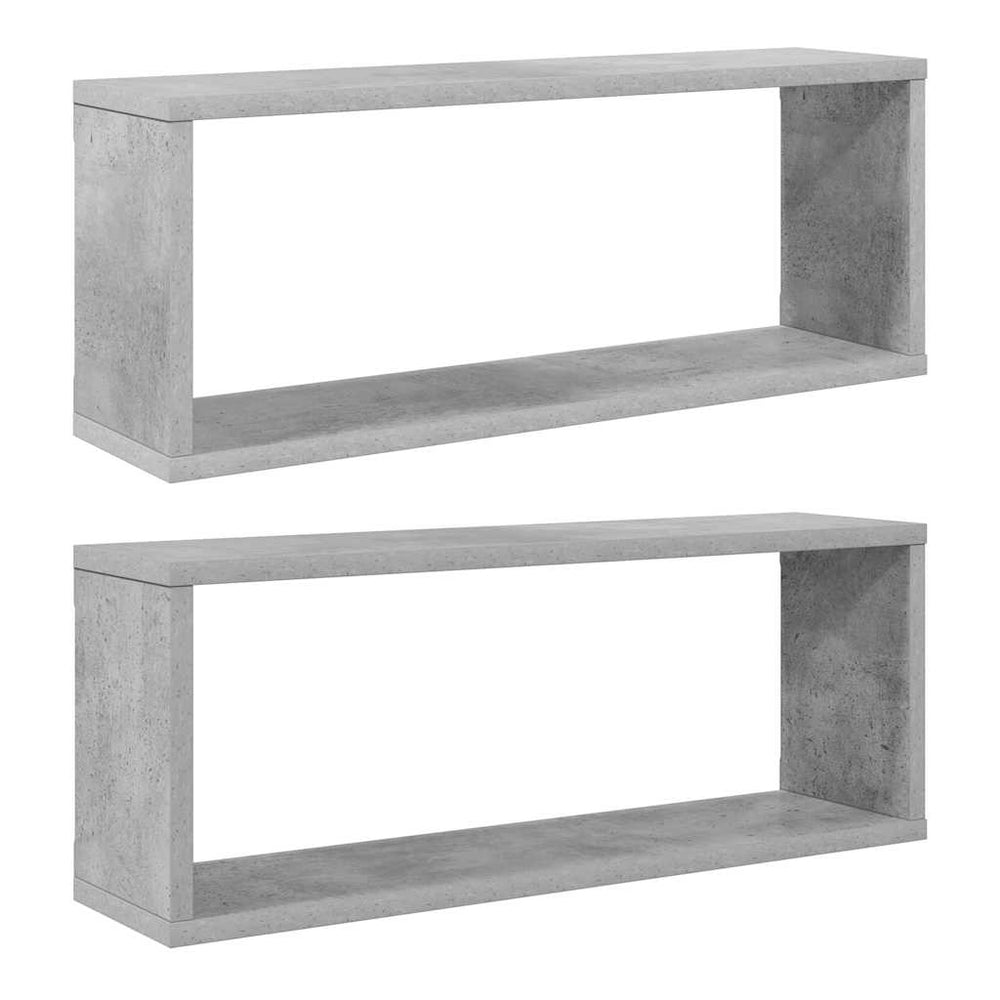 vidaXL Cube Shelves 2 pcs Concrete Grey 60x15x23 cm Engineered Wood