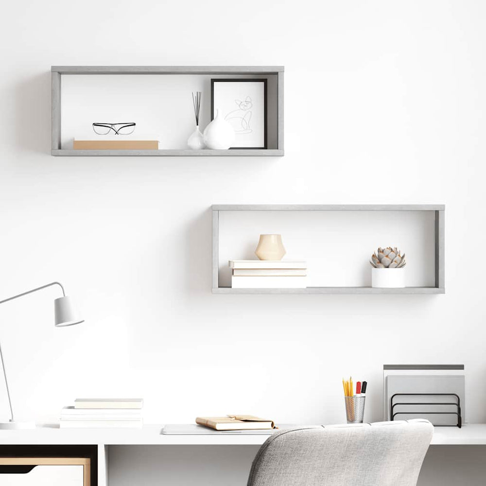 vidaXL Cube Shelves 2 pcs Concrete Grey 60x15x23 cm Engineered Wood