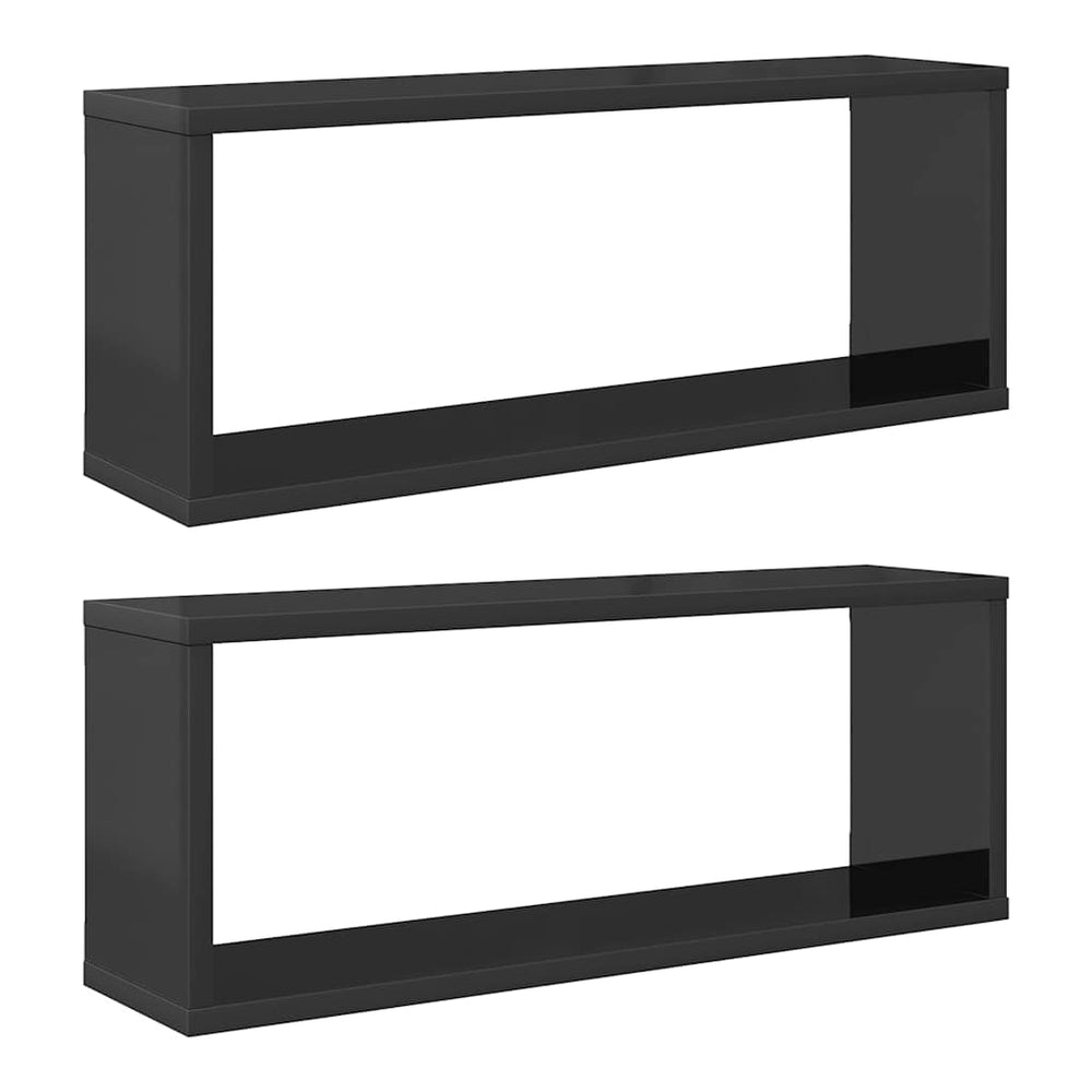 vidaXL Cube Wall Shelves 2 pcs High Gloss Grey 60x15x23 cm Engineered Wood