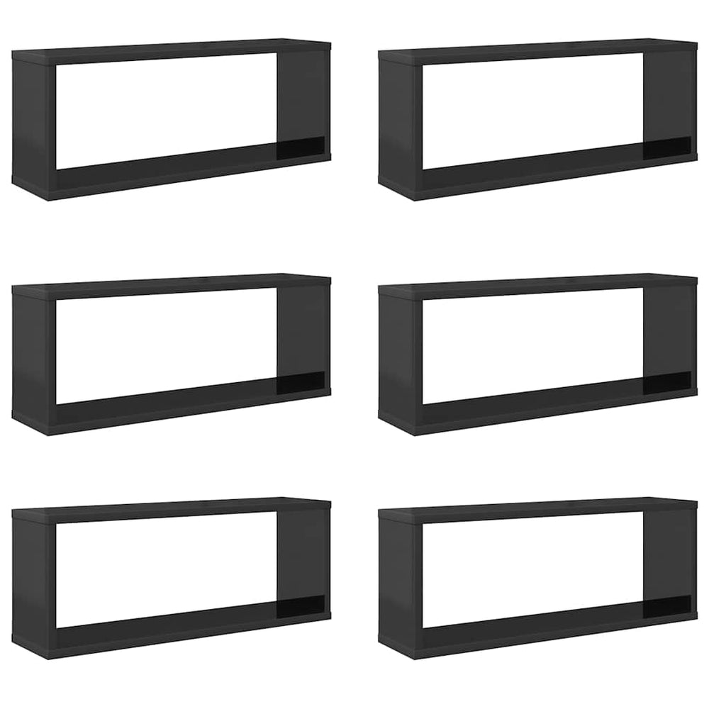 vidaXL Cube Wall Shelves 6 pcs. High Gloss Grey 60x15x23 cm Engineered Wood