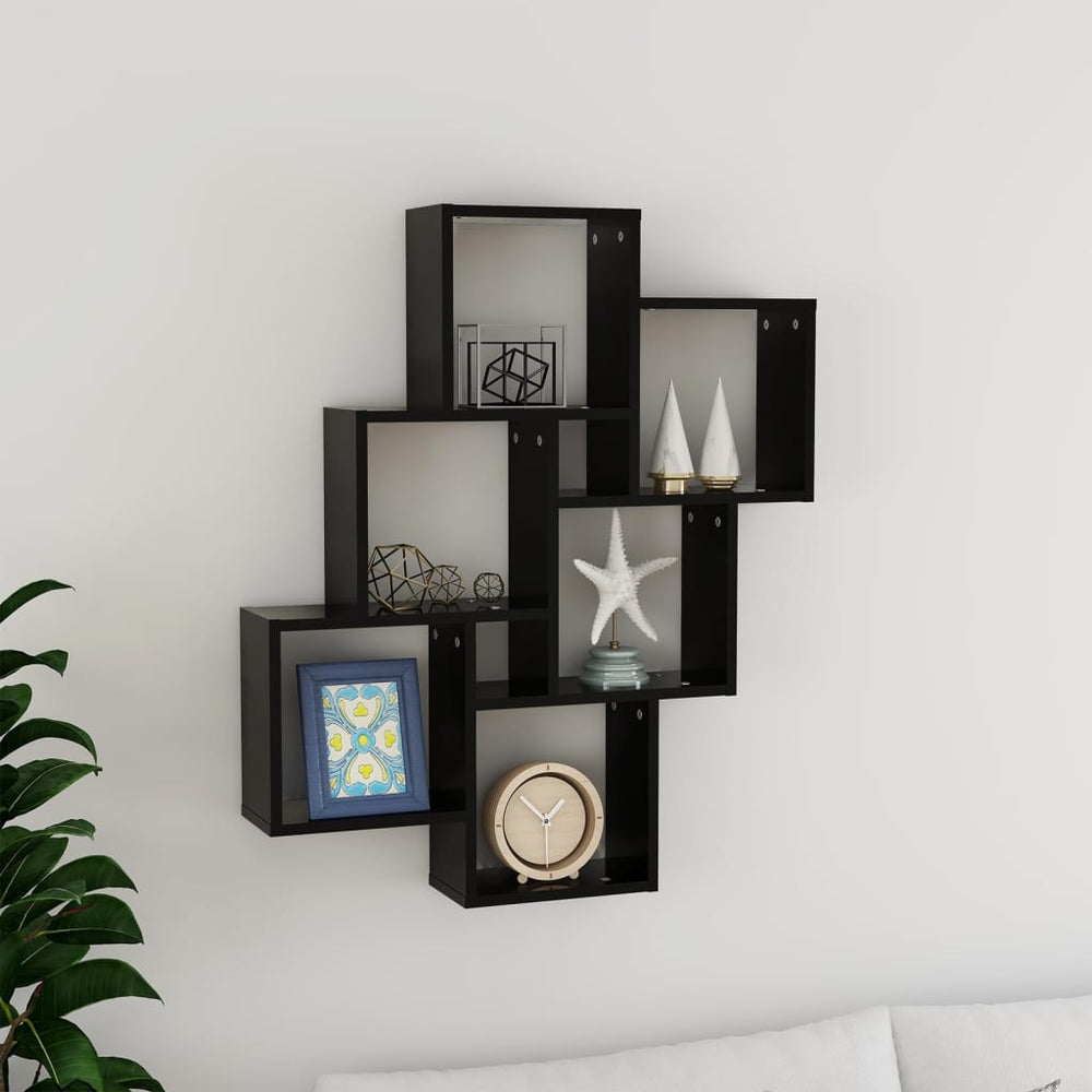 vidaXL Cube Storage Unit Black 78x15x93 cm Engineered Wood