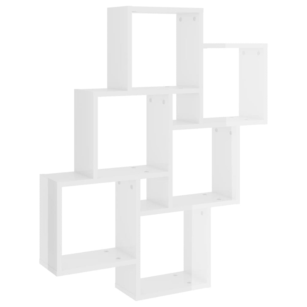 vidaXL Cube Shelf High Gloss White 78x15x93 cm Engineered Wood