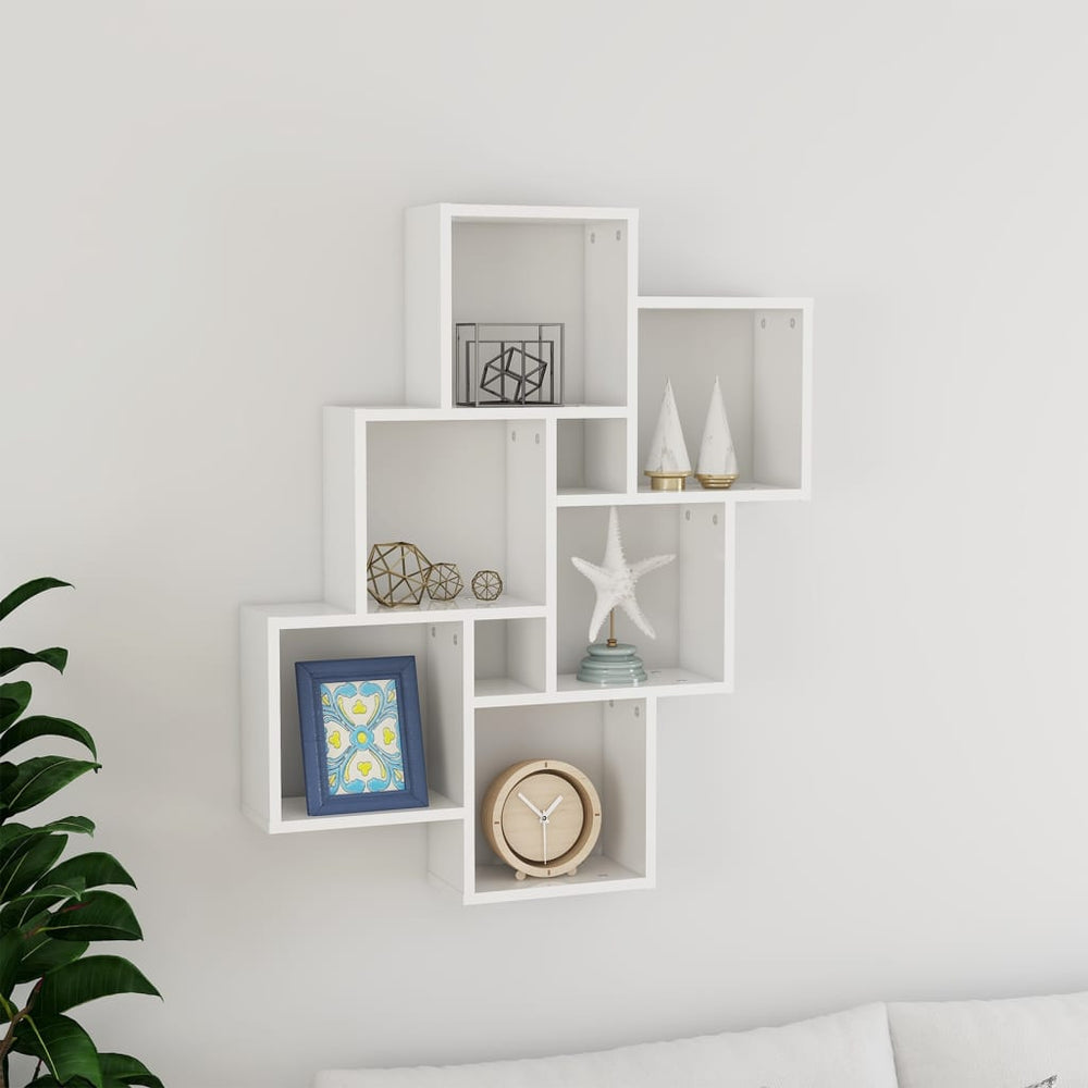 vidaXL Cube Shelf High Gloss White 78x15x93 cm Engineered Wood