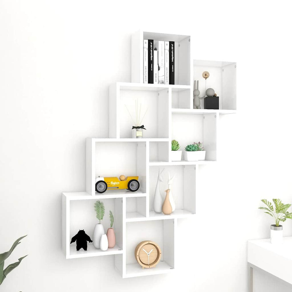vidaXL Cube Storage Unit White 90x15x119 cm Engineered Wood
