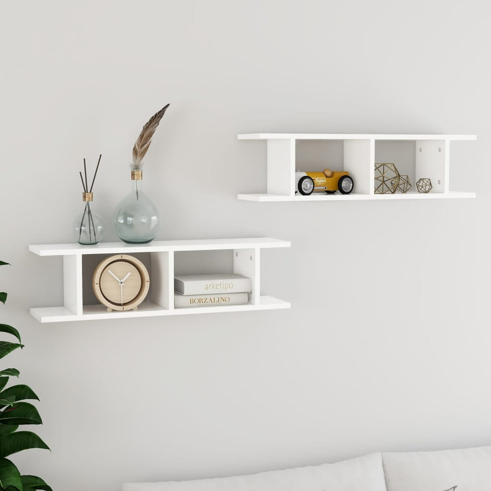 vidaXL Wall Shelves 2 pcs. White 75x18x20 cm Engineered Wood