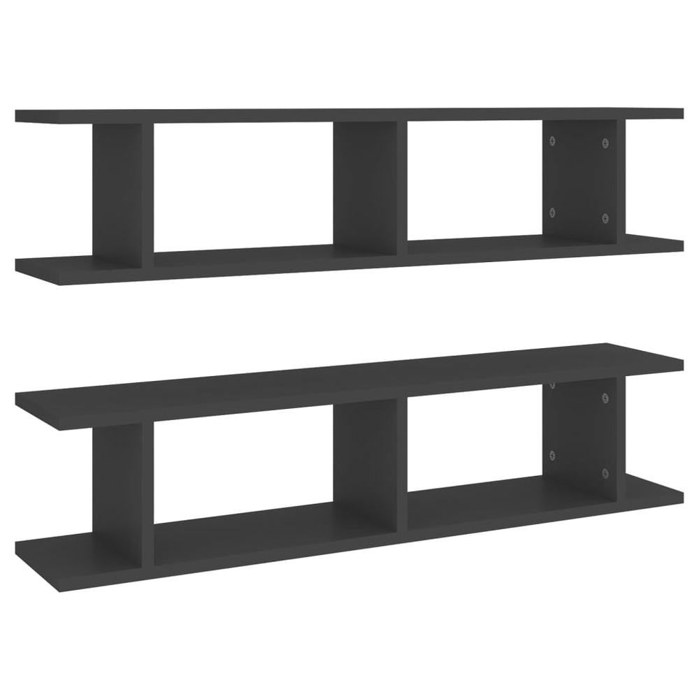 vidaXL Wall Shelves 2 pcs. Grey 90x18x20 cm Engineered Wood