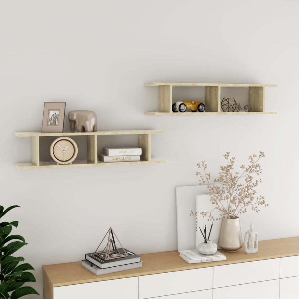 vidaXL Wall Shelves 2 pcs. Sonoma Oak 90x18x20 cm Engineered Wood