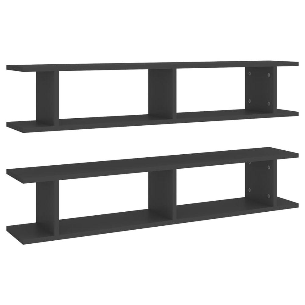 vidaXL Wall Shelves 2 pcs. Grey 105x18x20 cm Engineered Wood