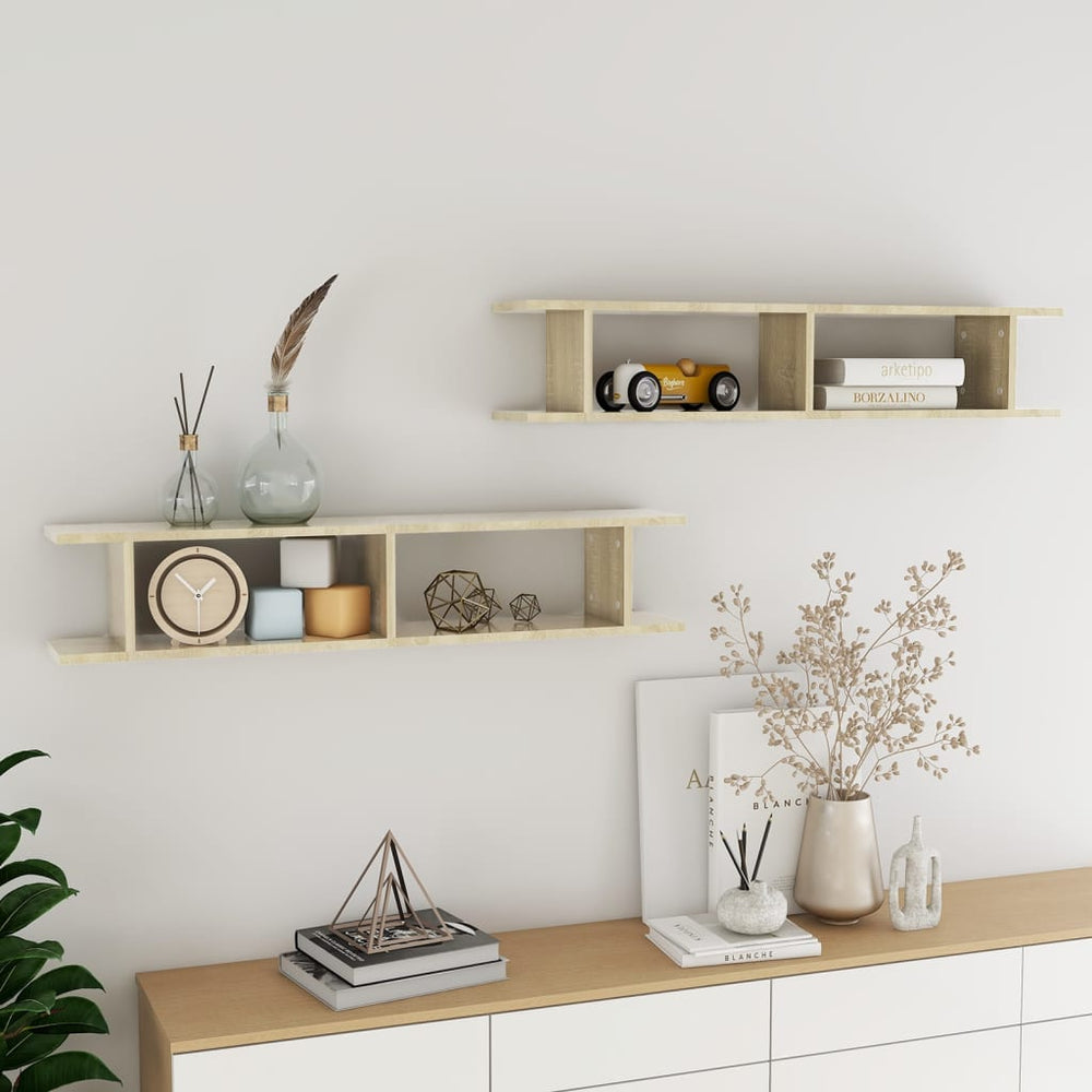 vidaXL Wall Shelves 2 pcs. Sonoma Oak 105x18x20 cm Engineered Wood