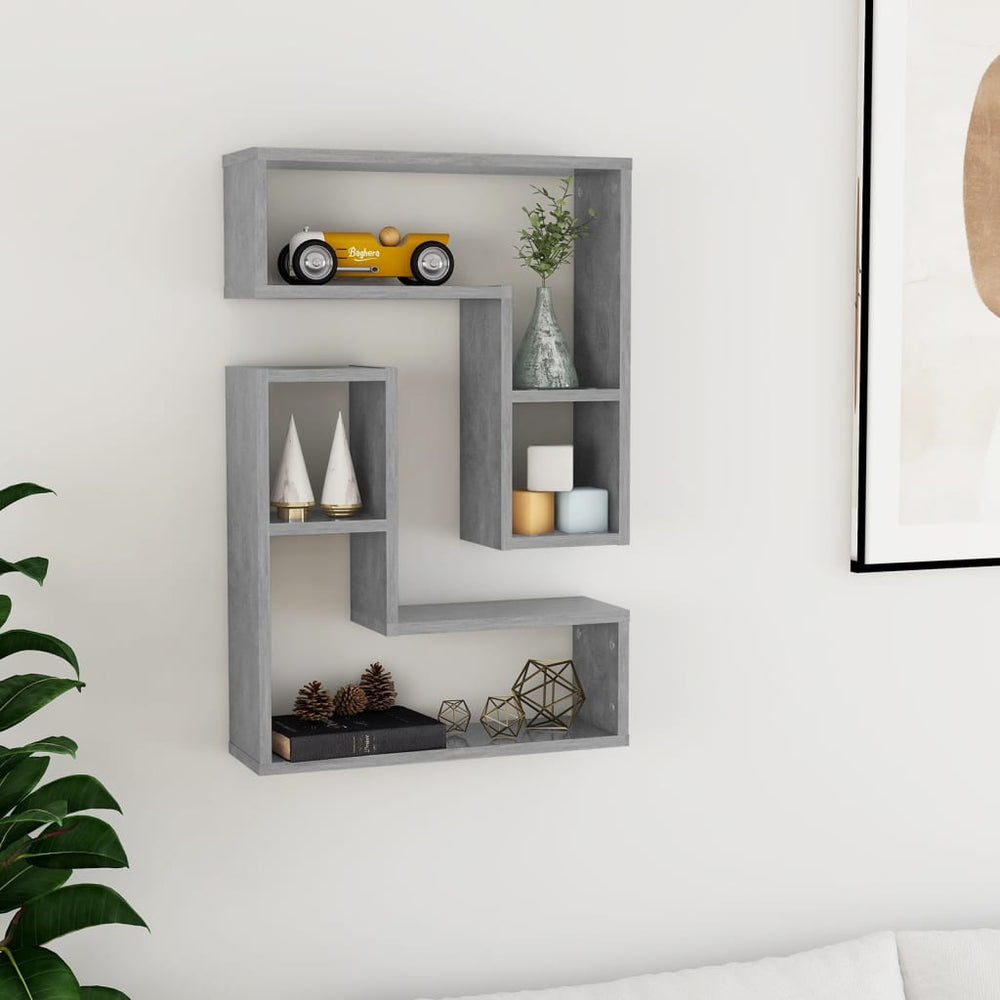 vidaXL Wall Shelves 2 pcs Concrete Grey 50x15x50 cm Engineered Wood