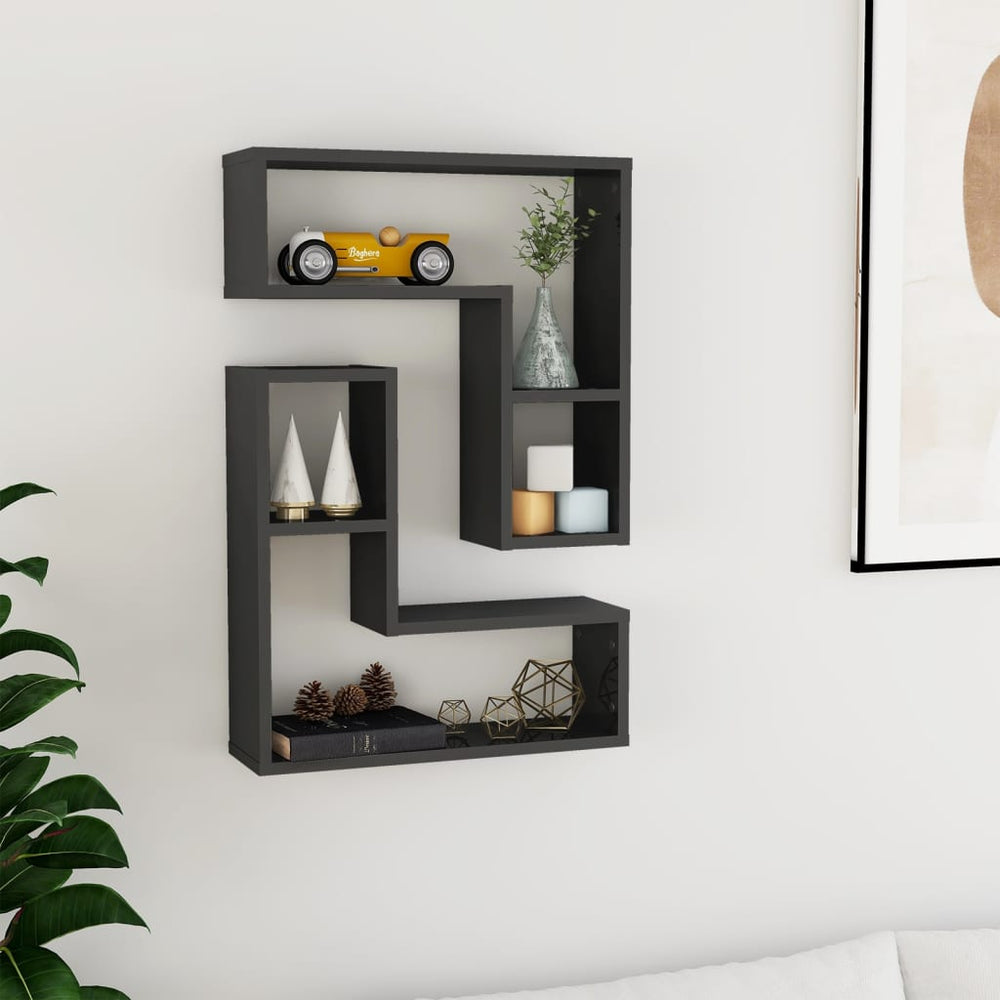 vidaXL Wall Shelves 2 pcs. High Gloss Grey 50x15x50 cm Engineered Wood