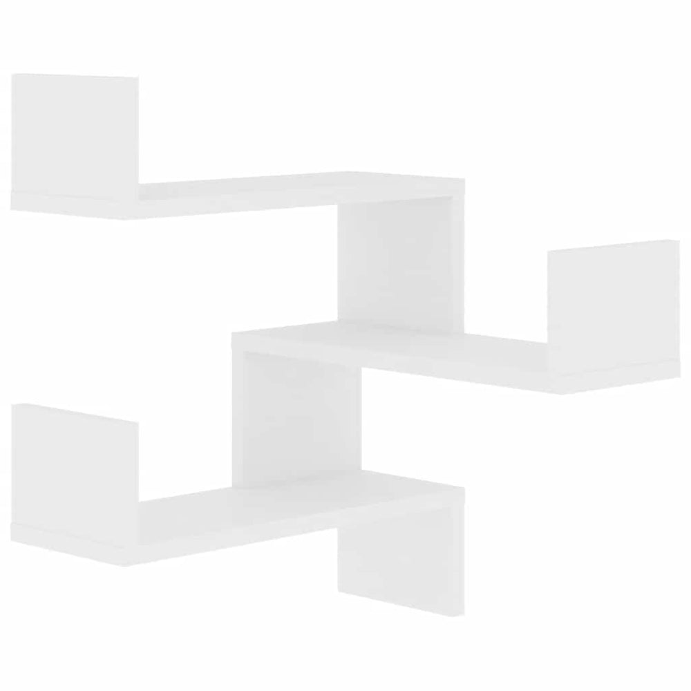 Weiße Eckregale für die Wandmontage, 2er-Set