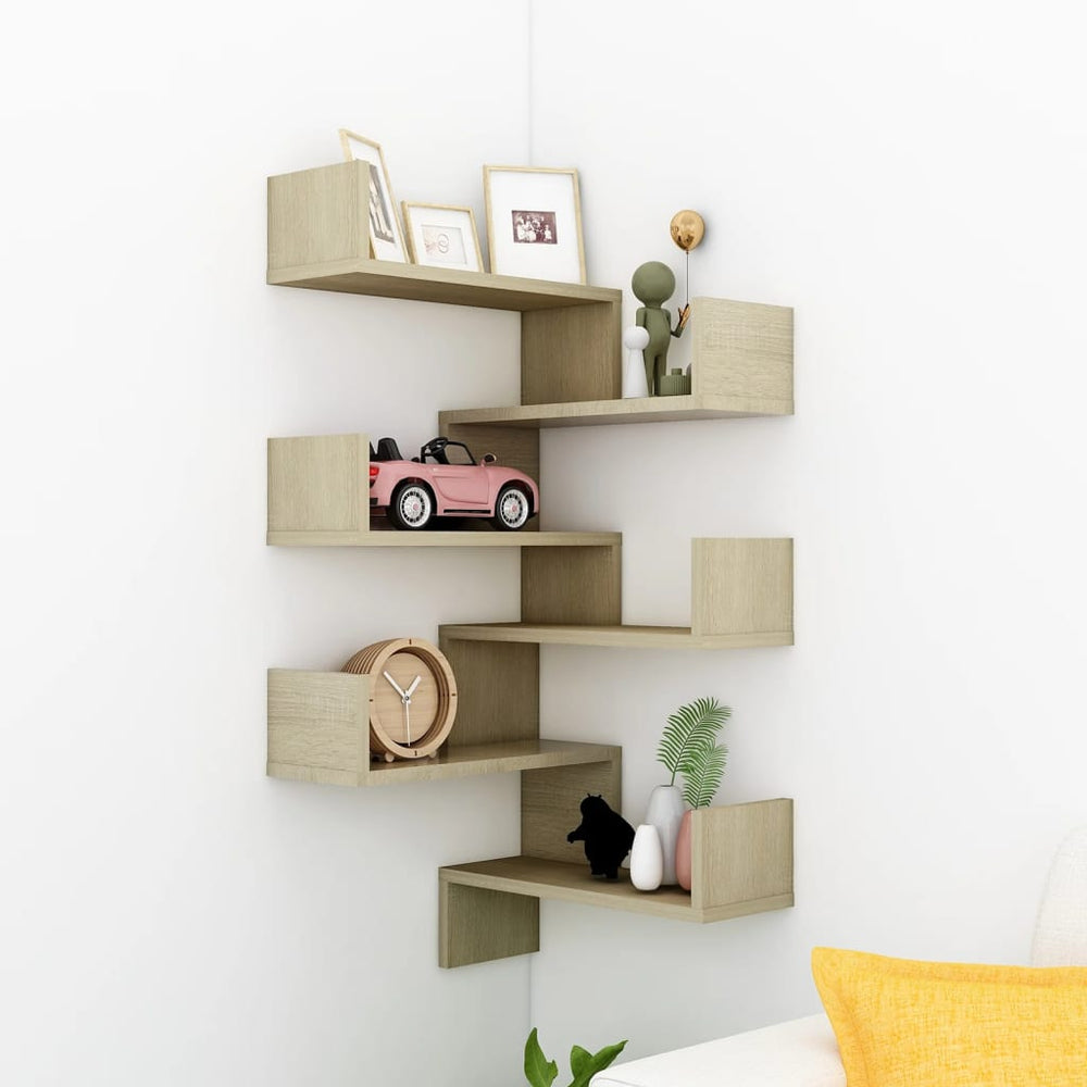 Sonoma Eiche Wand-Eckregale, 2er-Set