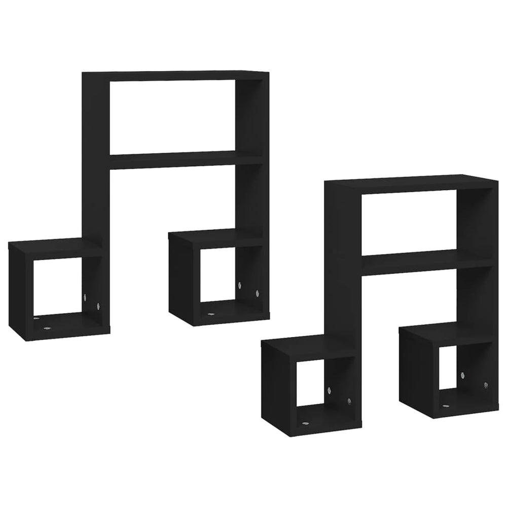 Schwarze Wandregale 2er Set 50x15x50 cm