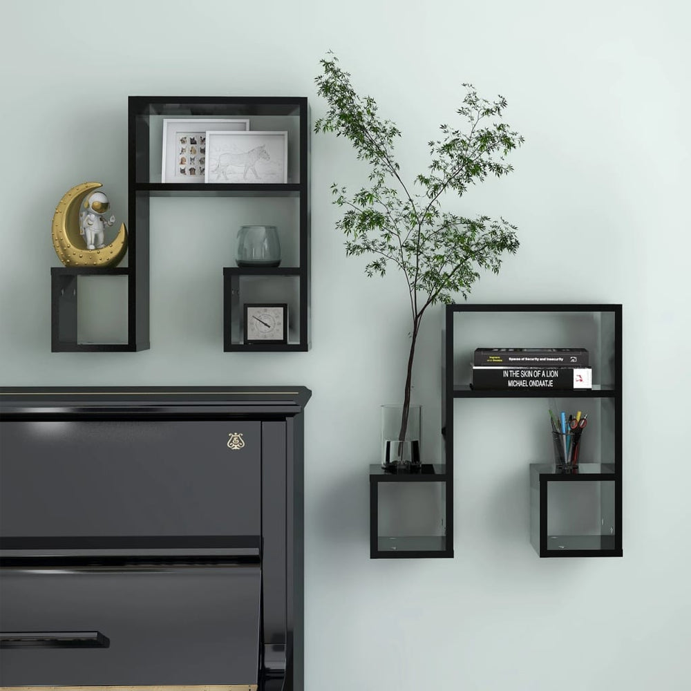 Schwarze Wandregale 2er Set 50x15x50 cm