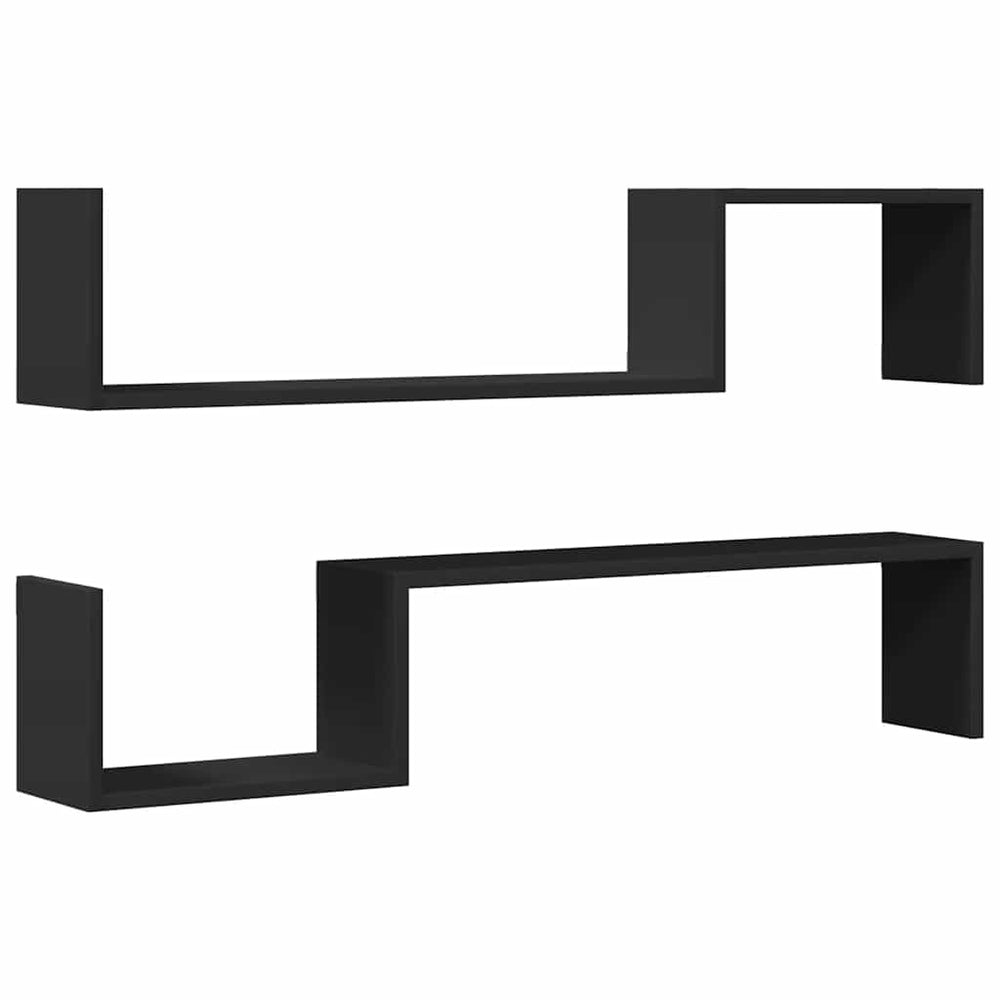Schwarze Wandregale, 2er-Set, 100 cm