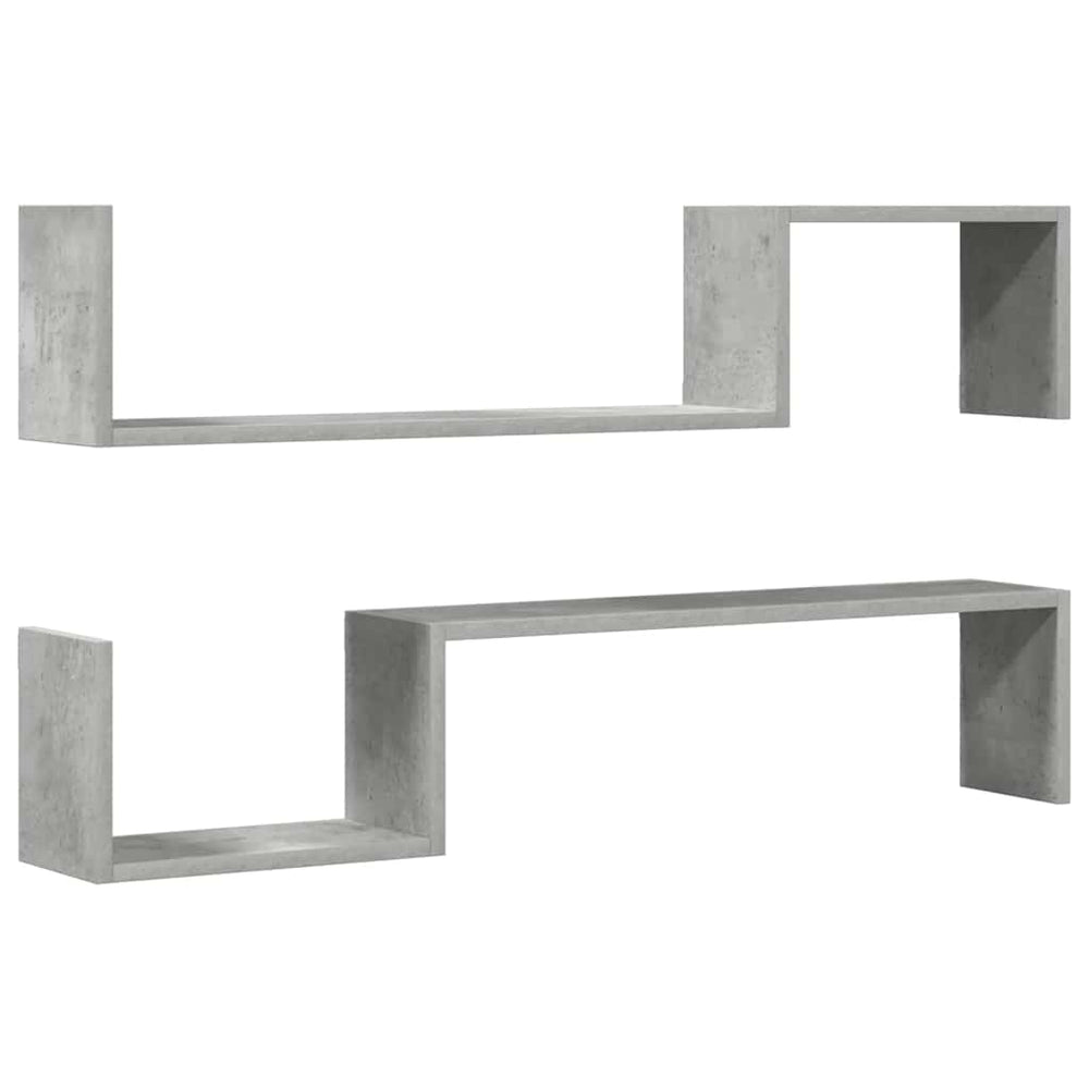 Betongraue Wandregale, 2er-Set