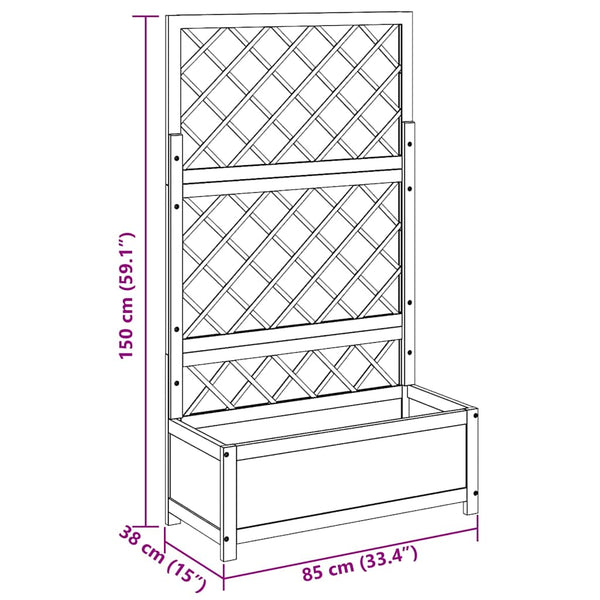 vidaXL Raised Garden Bed with Trellis 85x38x150 cm Solid Acacia Wood