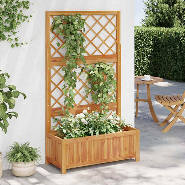 vidaXL Raised Garden Bed with Trellis 85x38x150 cm Solid Acacia Wood