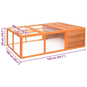 vidaXL Outdoor Pet Cage 150x100x50 cm Solid Fir Wood
