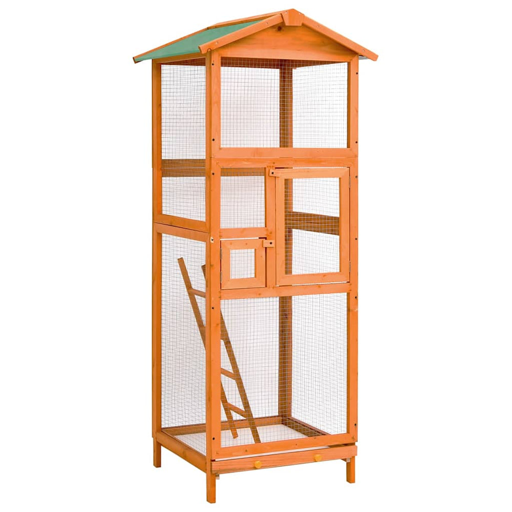 vidaXL Bird Cage 68x62x166 cm Solid Spruce Wood