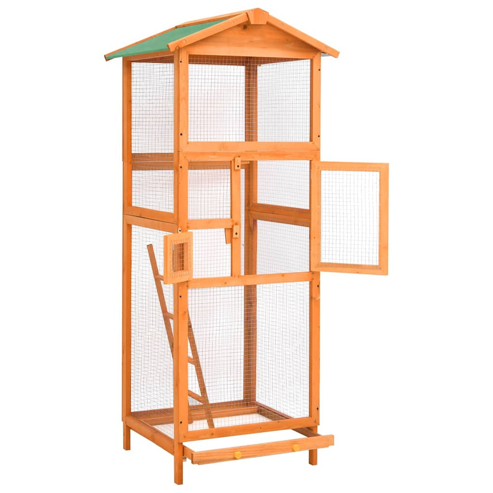 vidaXL Bird Cage 68x62x166 cm Solid Spruce Wood