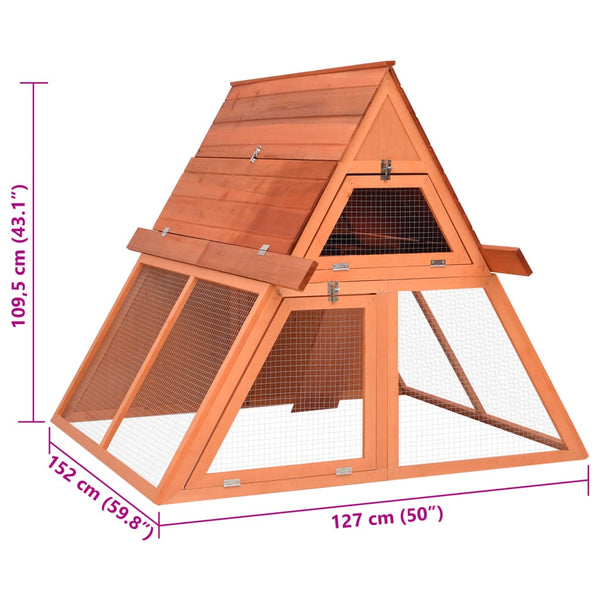 vidaXL Rabbit Hutch 152x127x109.5 cm Solid Fir Wood