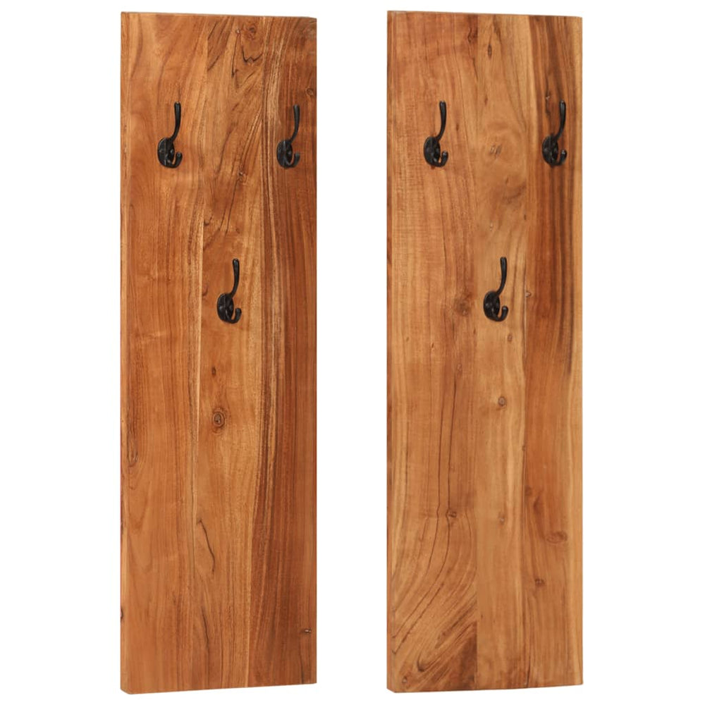 vidaXL Wall Coat Racks 2 pcs. 36x3x110 cm Solid Acacia Wood