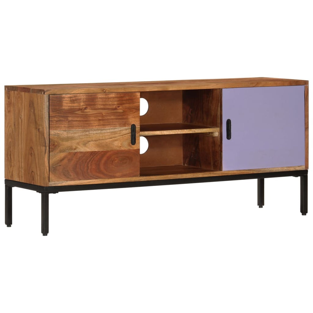vidaXL TV Cabinet Honey Brown and Grey 110x30x50 cm Solid Acacia Wood
