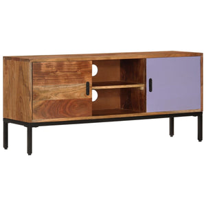 vidaXL TV Cabinet Honey Brown and Grey 110x30x50 cm Solid Acacia Wood