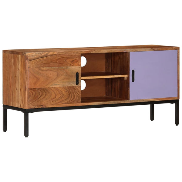 vidaXL TV Cabinet Honey Brown and Grey 110x30x50 cm Solid Acacia Wood