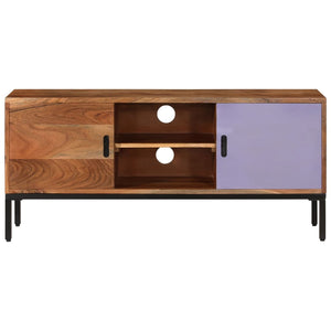 vidaXL TV Cabinet Honey Brown and Grey 110x30x50 cm Solid Acacia Wood