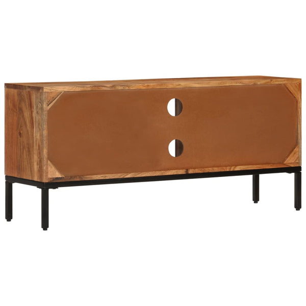vidaXL TV Cabinet Honey Brown and Grey 110x30x50 cm Solid Acacia Wood