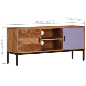 vidaXL TV Cabinet Honey Brown and Grey 110x30x50 cm Solid Acacia Wood
