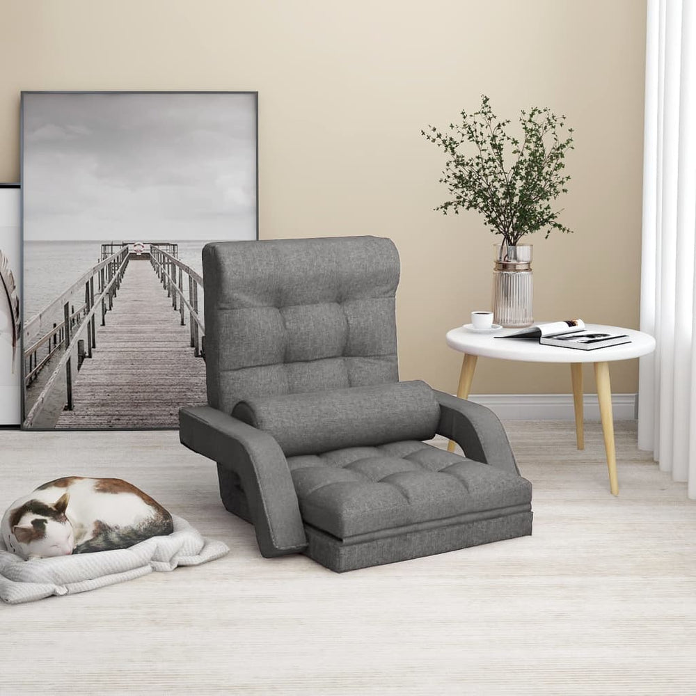 vidaXL Foldable Floor Chair with Sleeping Function Light Grey Fabric