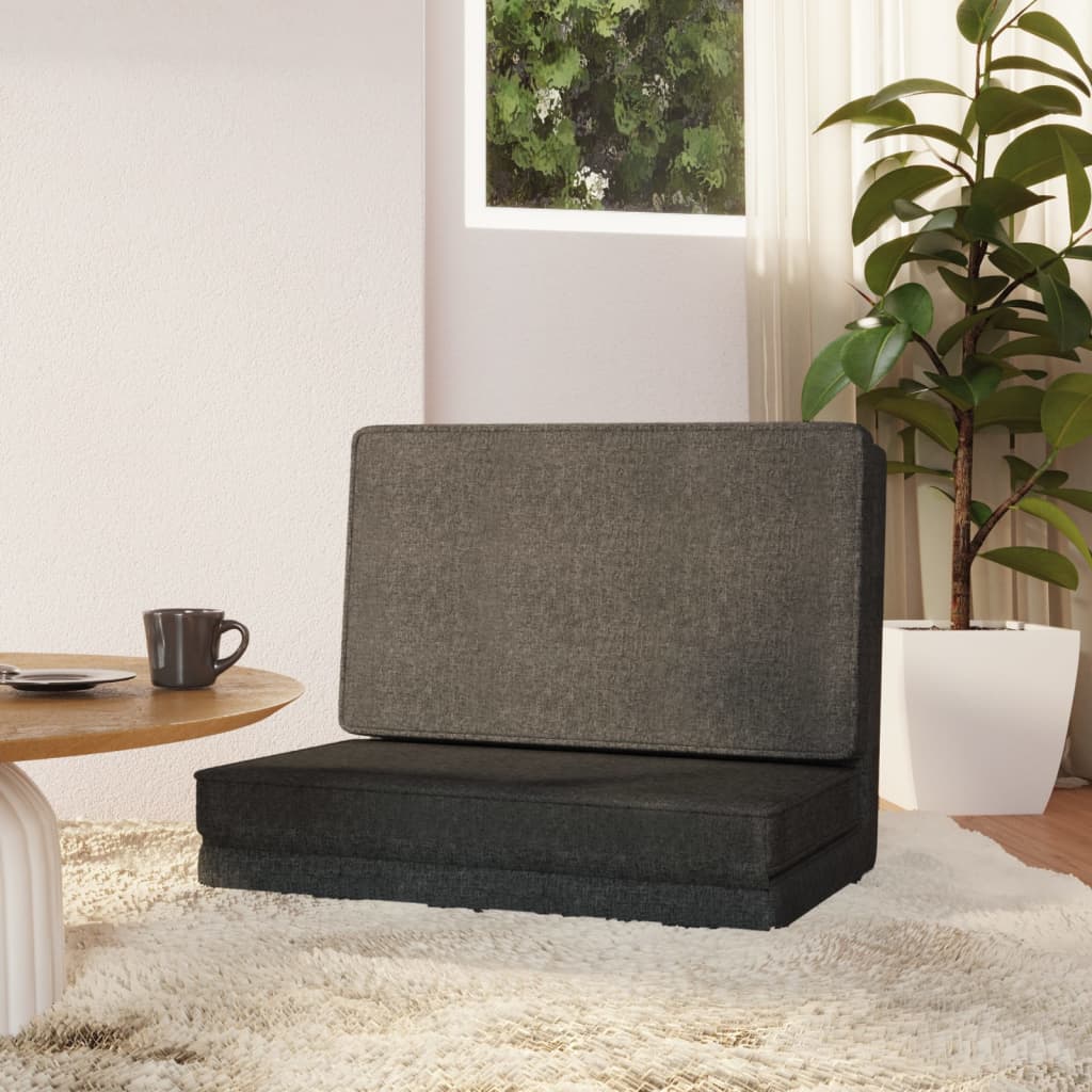 vidaXL Floor Chair Foldable Dark Grey Fabric