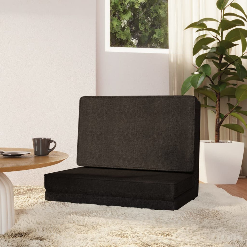 vidaXL Floor Chair Foldable Black Fabric