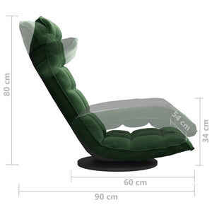 vidaXL Floor Chair Swivel Dark Green Velvet