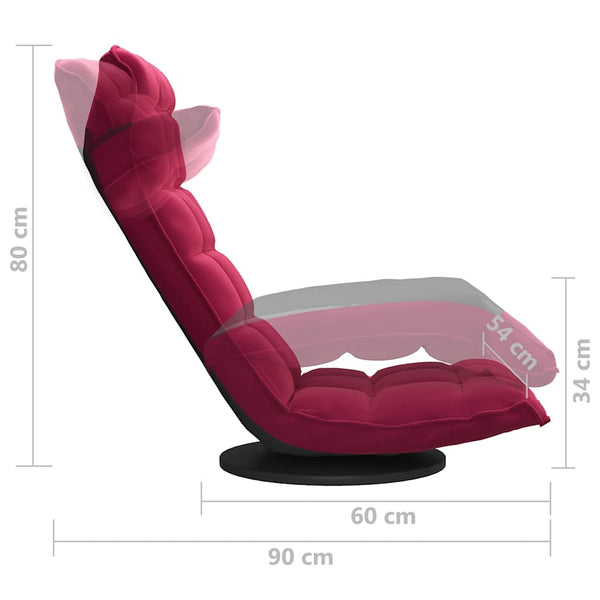 vidaXL Swivel Floor Chair Wine Red Velvet