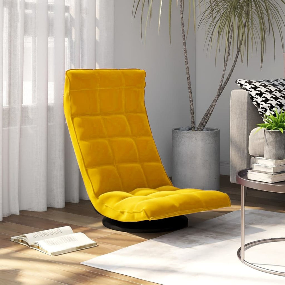 vidaXL Swivel Floor Chair Yellow Velvet