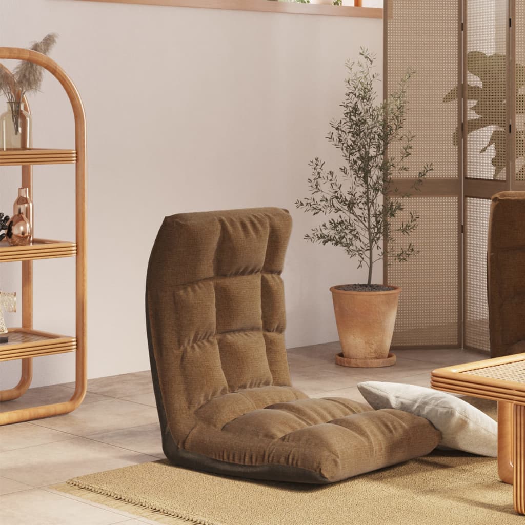 vidaXL Floor Chair Foldable Brown Fabric
